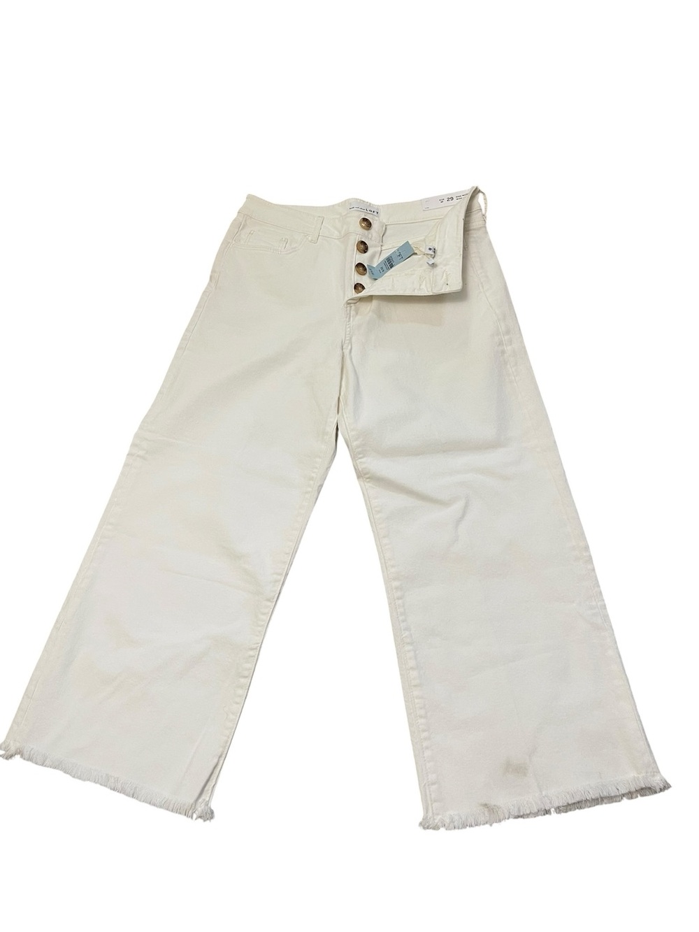 Everyday Casual Coastal LOFT Off-White Wide-Leg High-Rise Crop Jeans Minimalist
